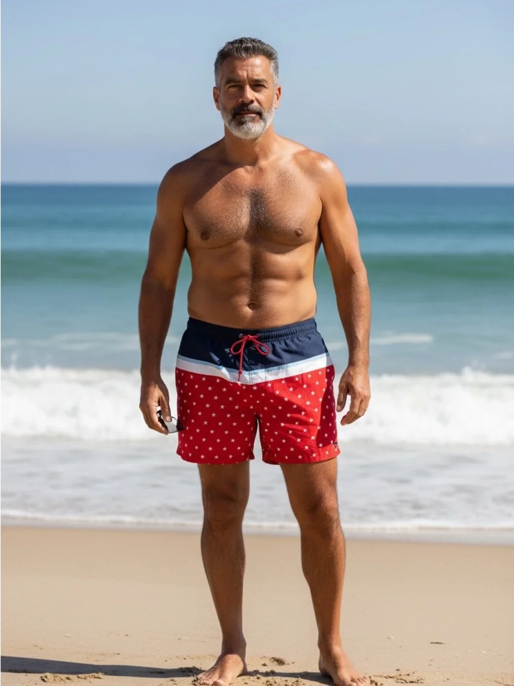 George above the knee Men's Red Polka Dot Swim Short Navy New size 3XL 48-50